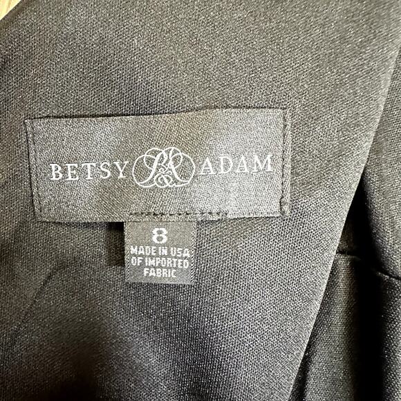 Betsy & Adam "Christine" Scuba Crepe Ruffled Bow Gown in Black Size 8 - Picture 5 of 8